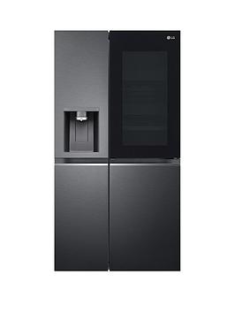 Product photograph of Lg Instaview Thinq Gsxv90mcae Wifi Connected American-style Fridge Freezer - Matte Black - E Rated from very.co.uk