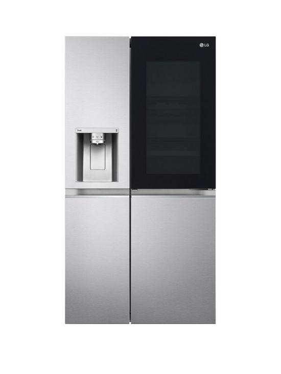 front image of lg-instaview-thinq-gsxv91bsae-wifi-connected-american-style-fridge-freezer-stainless-steel