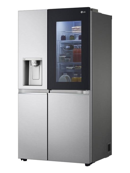 stillFront image of lg-instaview-thinq-gsxv91bsae-wifi-connected-american-style-fridge-freezer-stainless-steel