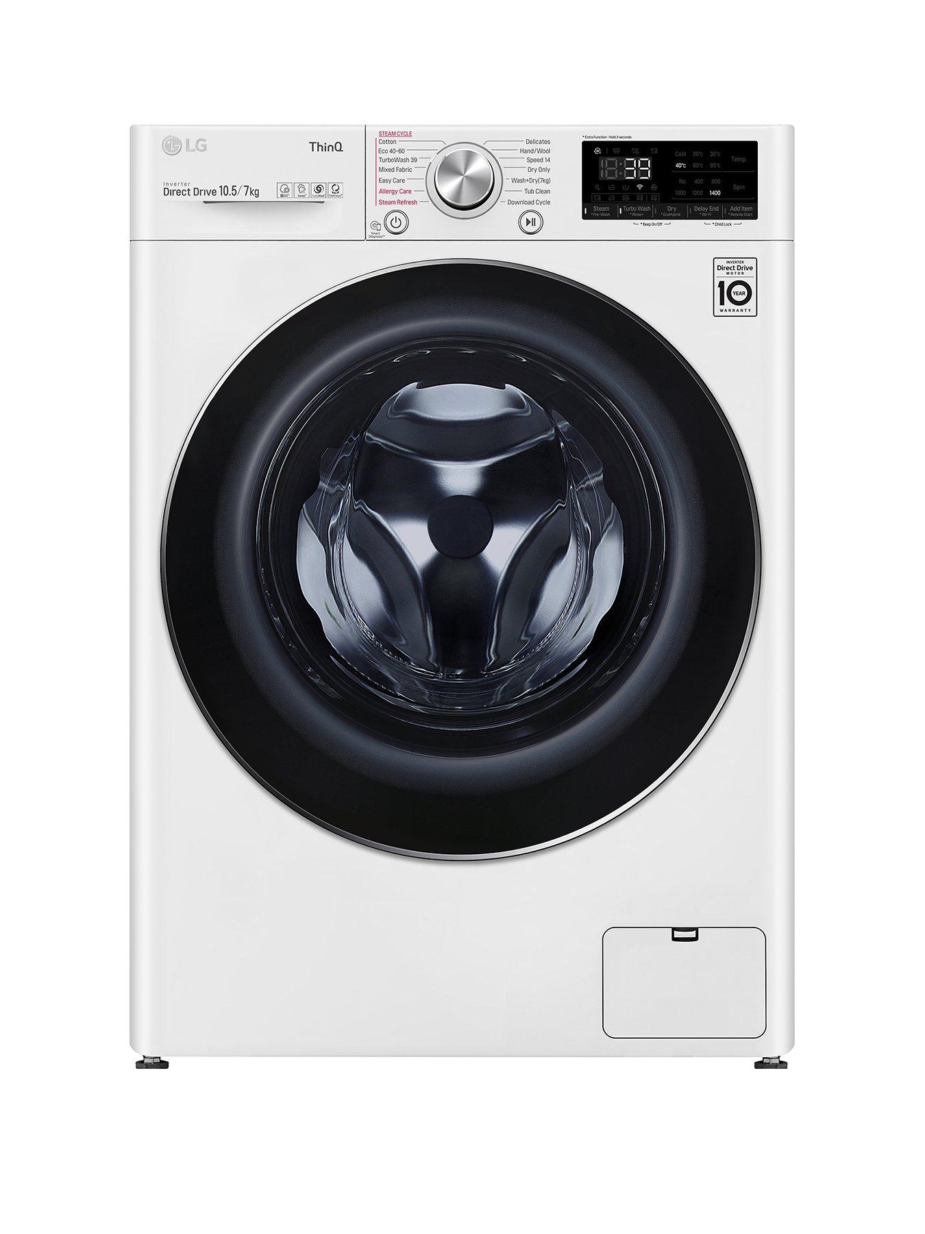 Product photograph of Lg V9 Fwv917wtse Wifi Connected 10 5kg Wash 7kg Dry 1400 Spin Washer Dryer - White - E Rated from very.co.uk