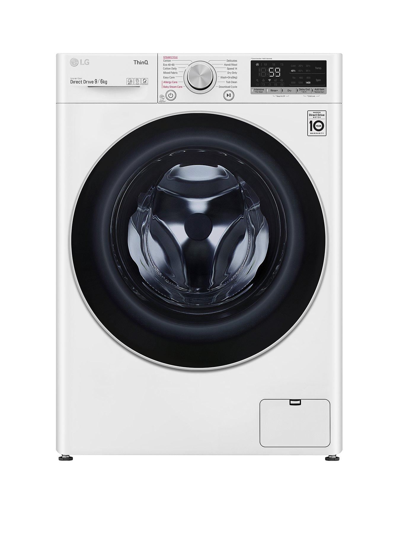 Product photograph of Lg V6 Fwv696wse Wifi Connected 9kg 6kg Washer Dryer With 1400 Rpm - White - E Rated from very.co.uk