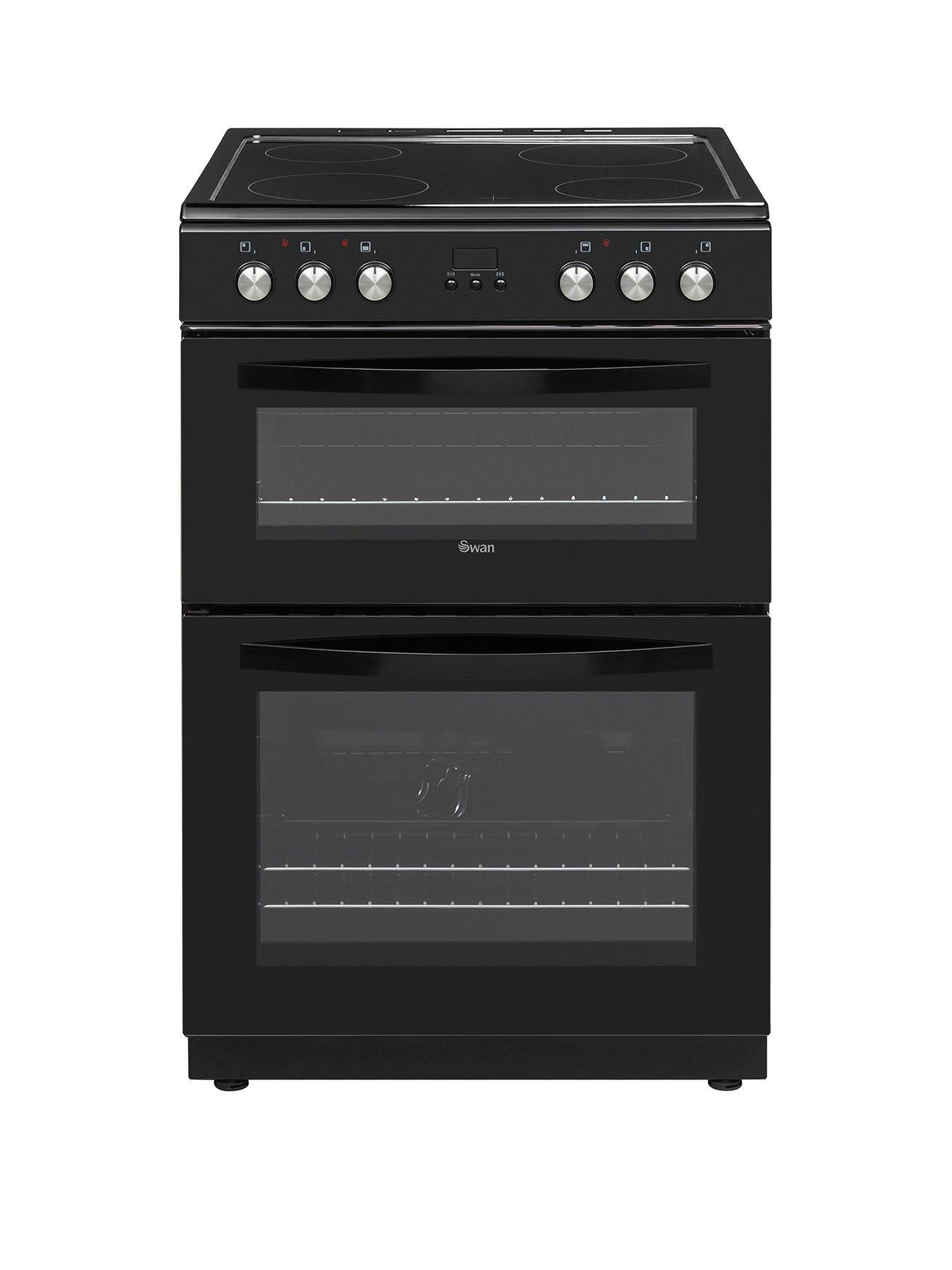 Product photograph of Swan Sx158160b Freestanding 60cm Wide Double Oven Electric Cooker - Black from very.co.uk