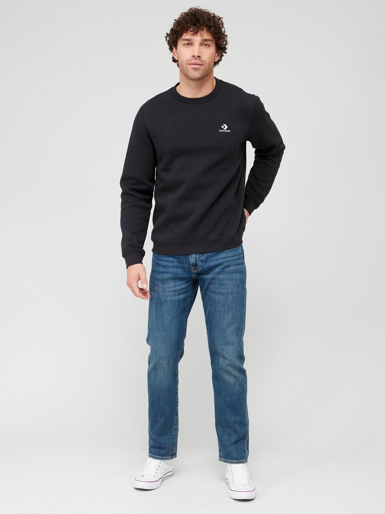 Image 3 of 4 of Converse Gender Free Star Chevron Crew Sweatshirt - Black