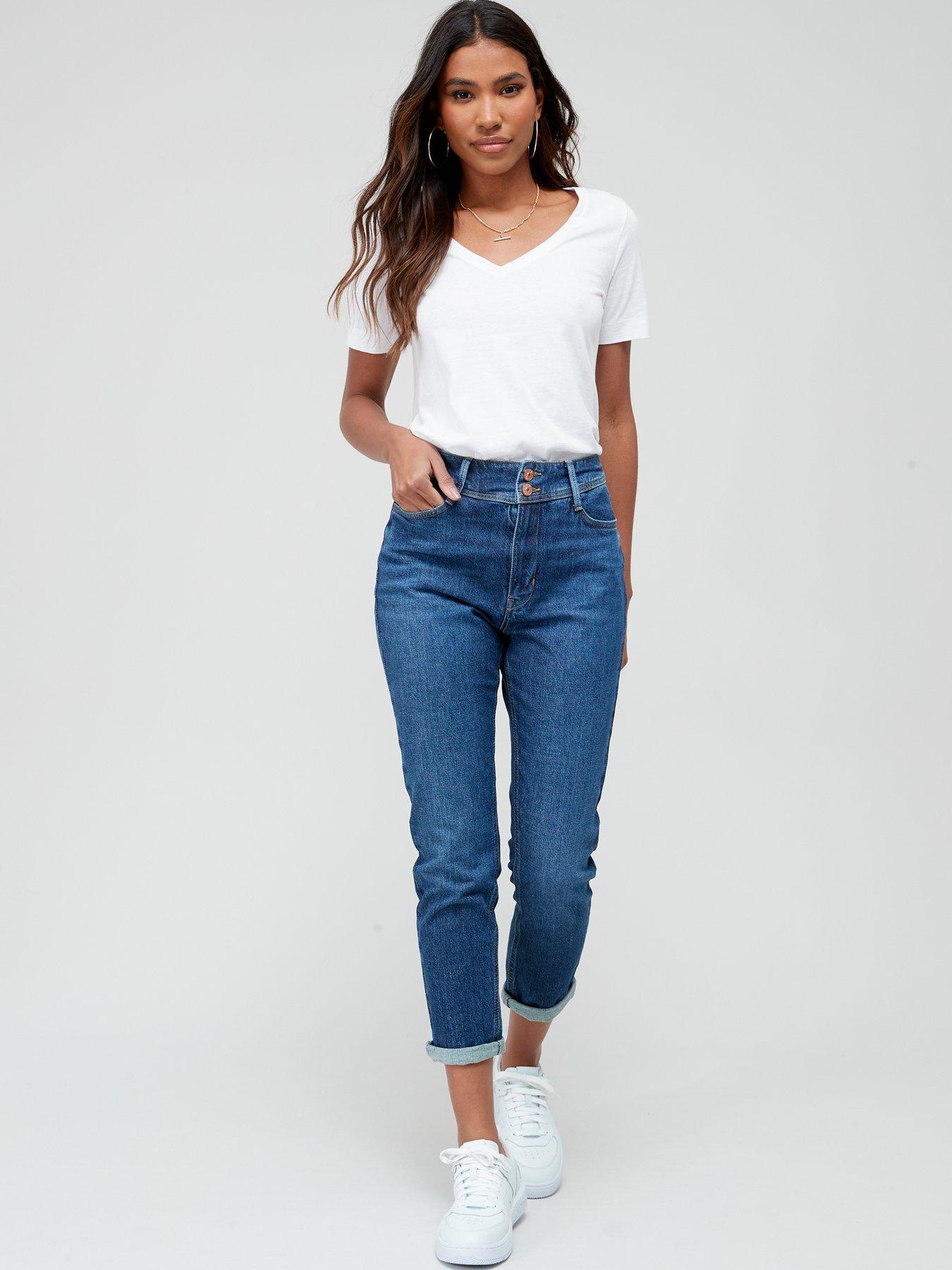 V by Very Sculpt Slim Mom Jeans - Blue Wash | Very.co.uk