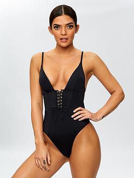 ann summers swim catalina swimsuit - black, black, size 16, women