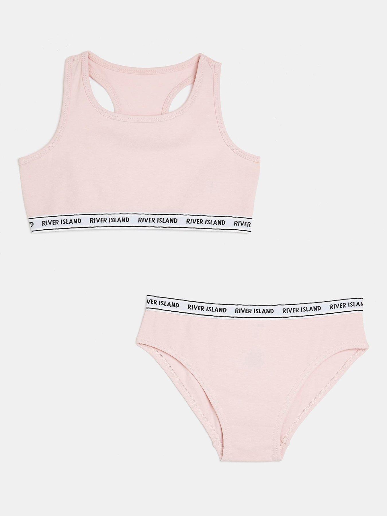 RIVER ISLAND 3x Girls Underwear, Pink (Size: UK 9-10 Years)