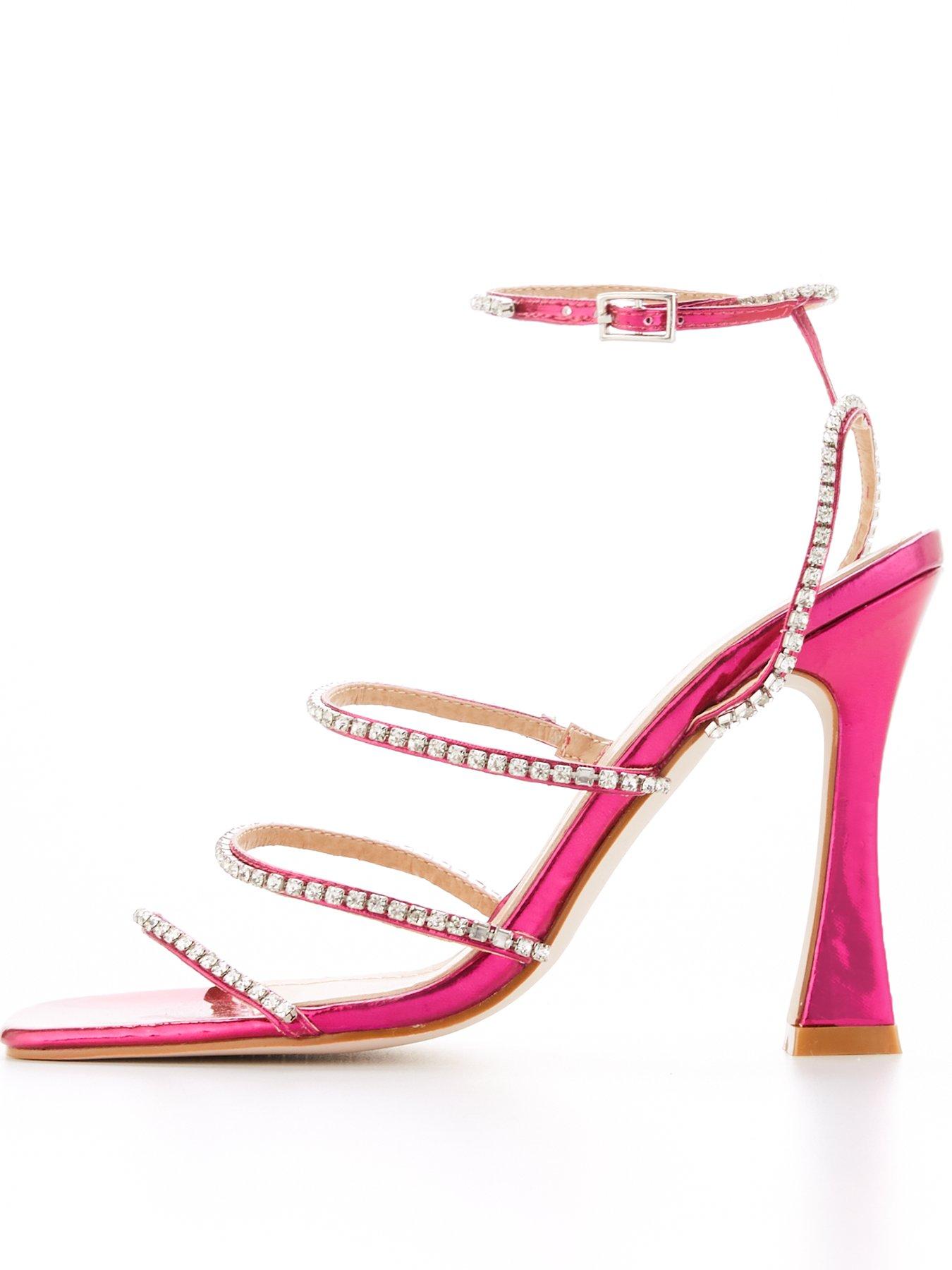 Raid Bobby Diamante Strappy Heeled Sandal Pink very