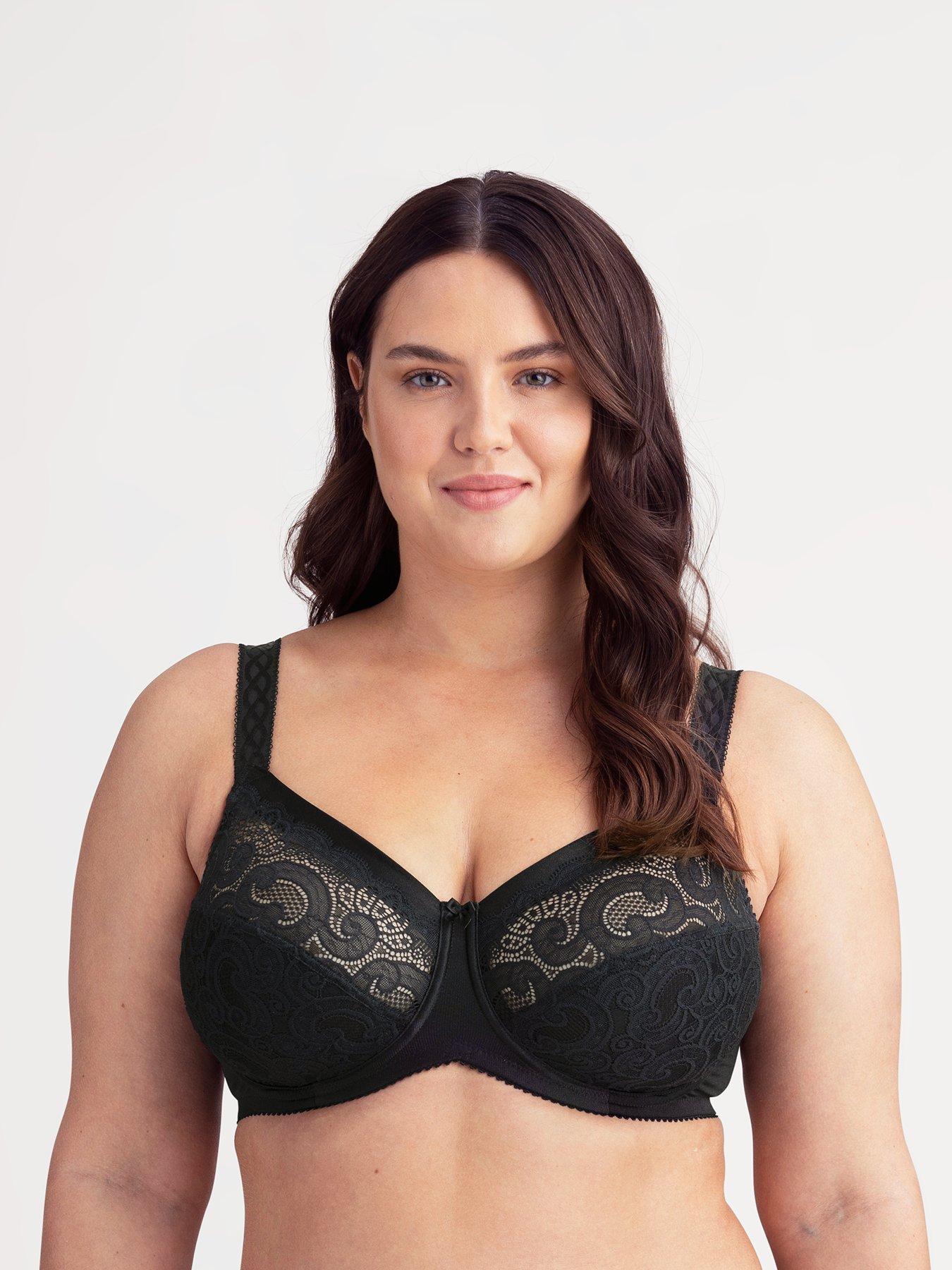 Women's Pour Moi 20325 India Eyelash Lace Underwire Bra (Black 32G) 