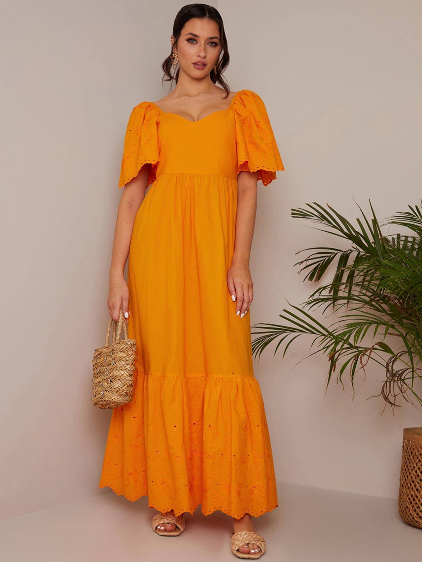 chi-chi-london-broderie-sleeve-poplin-maxi-dress-orange