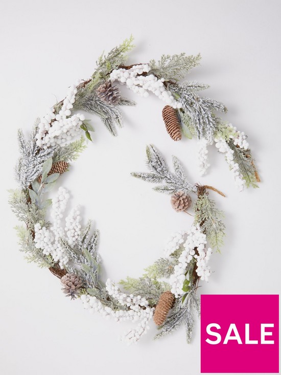 front image of very-home-white-berry-pre-lit-christmas-garland-ndash-6ft-length