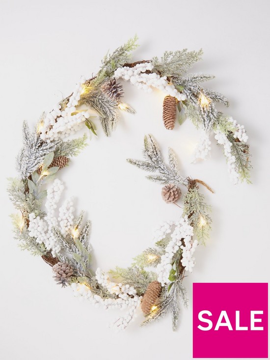 stillFront image of very-home-white-berry-pre-lit-christmas-garland-ndash-6ft-length