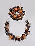  image of very-home-autumnnbsppre-lit-black-leaf-garland-with-pumpkins-6ft