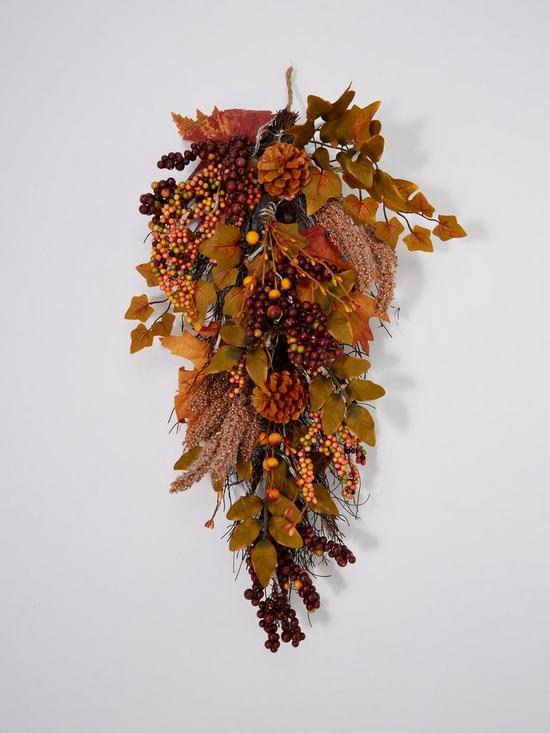 stillFront image of very-home-autumn-pre-lit-leaf-teardrop-wreath-70-x-25-cm