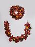  image of autumn-pre-lit-multicoloured-pumpkin-wreath-24-inch