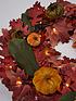  image of autumn-pre-lit-multicoloured-pumpkin-wreath-24-inch