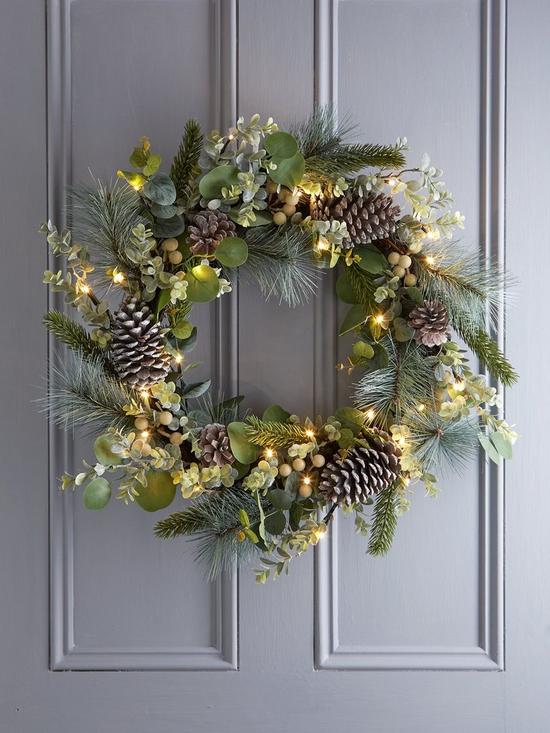 Very Home Eucalyptus and Berry Pre-Lit Christmas Wreath - 60 cm | very ...