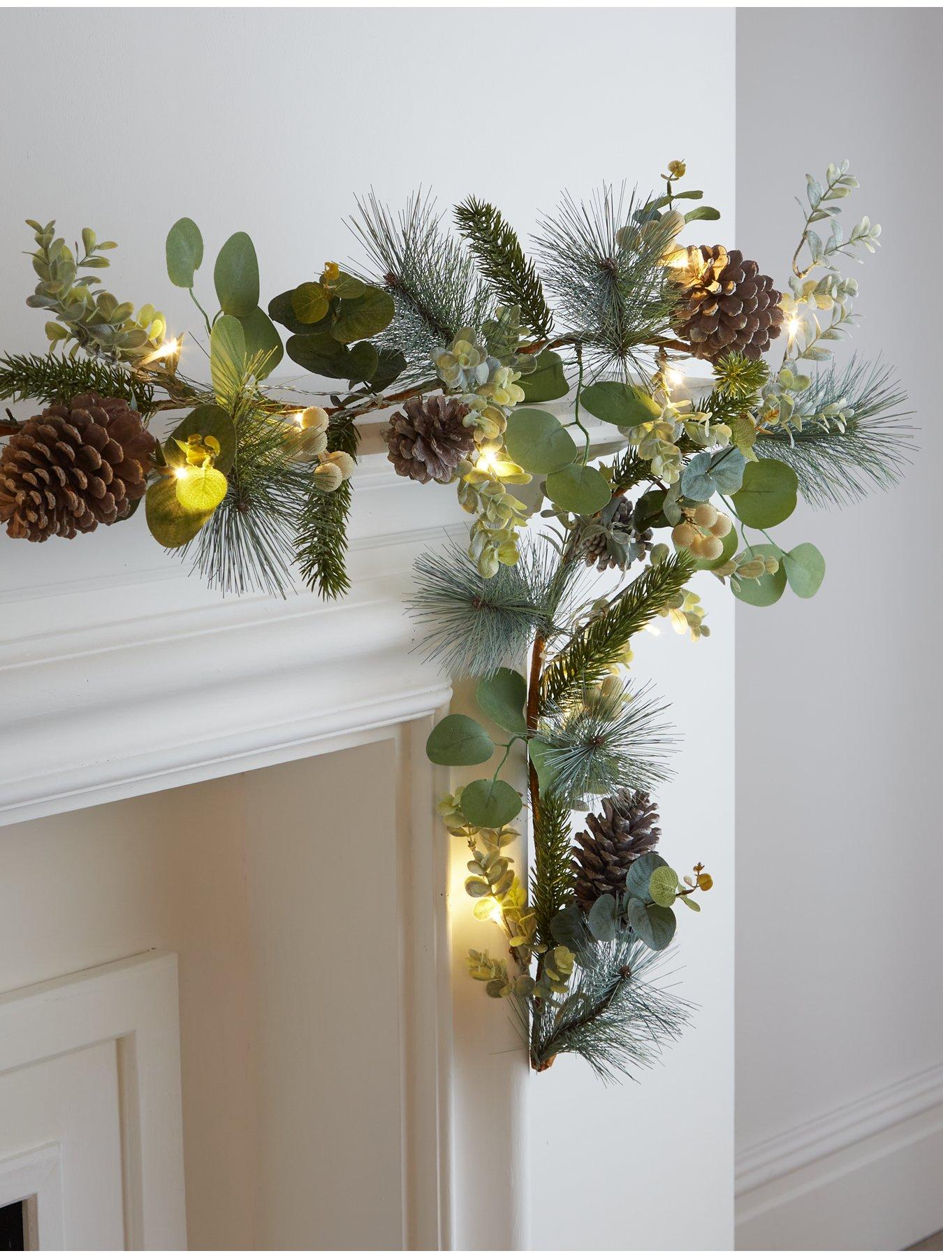 Product photograph of Very Home Eucalyptus And Berry Pre-lit Christmas Garland from very.co.uk