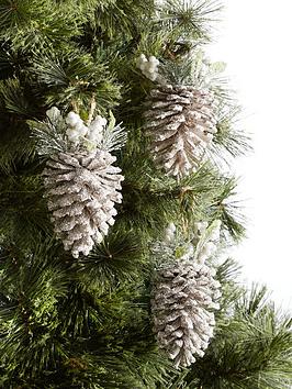Product photograph of Very Home Set Of 6 Frosted Pinecone Hanging Christmas Tree Ornaments from very.co.uk