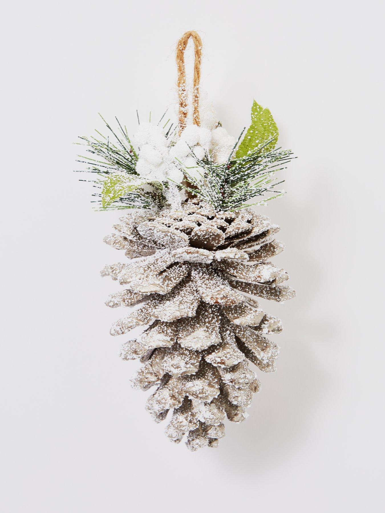 Image 3 of 4 of The Very Collection Set of 6 Frosted Pinecone Hanging Christmas Tree Ornaments
