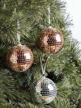 Product photograph of Mirror Ball Hanging Christmas Tree Ornaments - Set Of 6 from very.co.uk