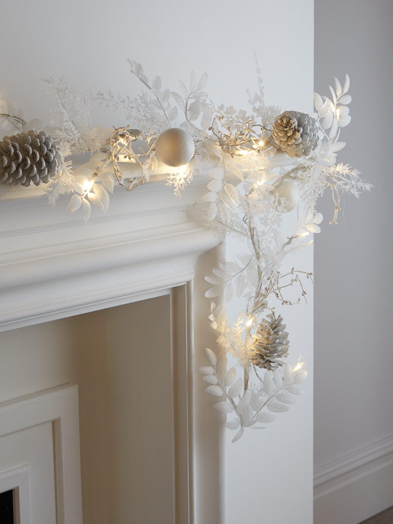 Product photograph of Winter White 6-foot Pre-lit Christmas Garland from very.co.uk