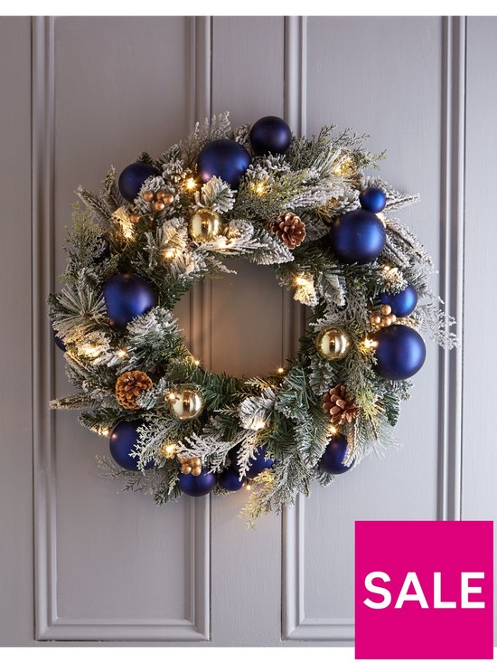 front image of very-home-glam-pre-lit-christmas-wreath-60-cm