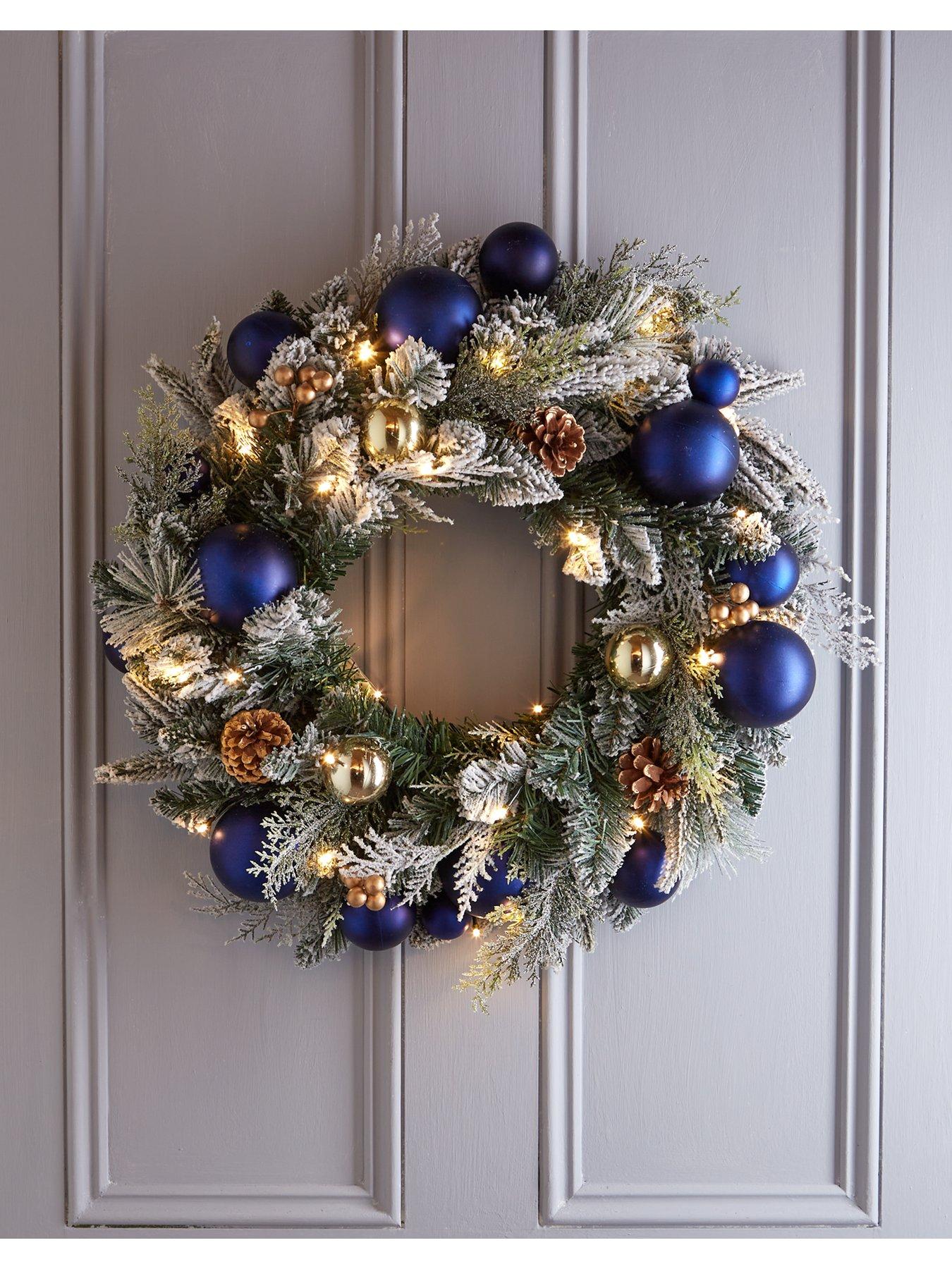 Very Home Glam PreLit Christmas Wreath 60 cm very.co.uk