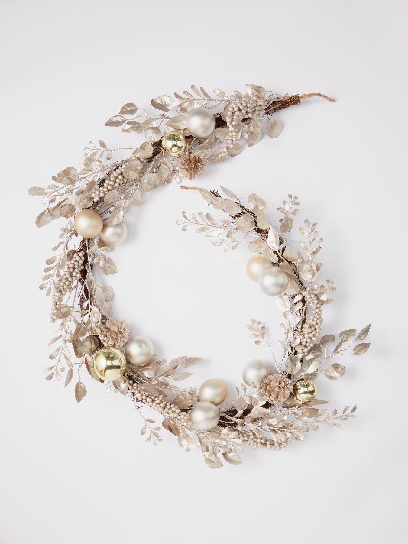 Very Home 6ft Champagne Gold PreLit Christmas Garland very.co.uk