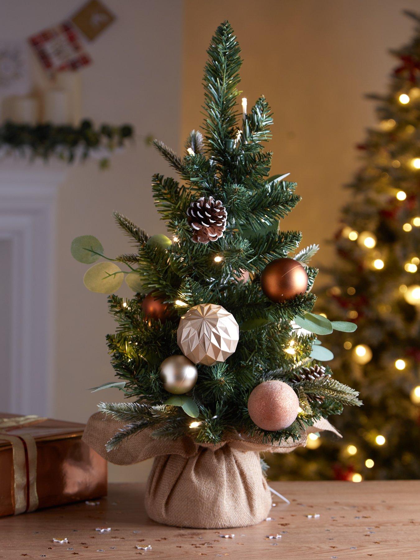 Copper and Gold PreLit Table Top Christmas Tree very.co.uk