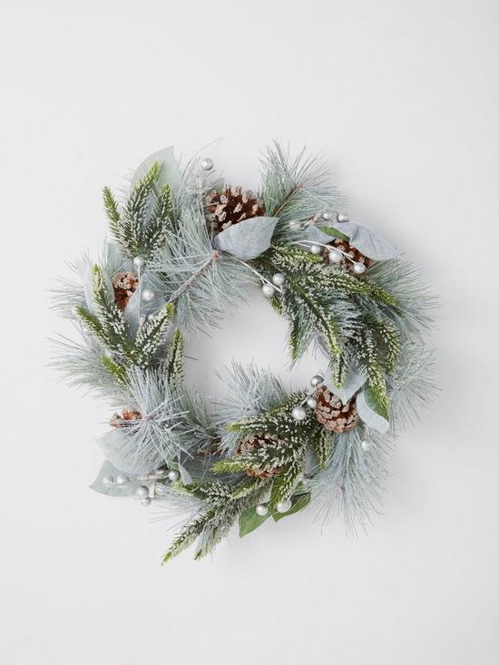 stillFront image of very-home-pinecones-pre-lit-christmas-wreath-45-cm