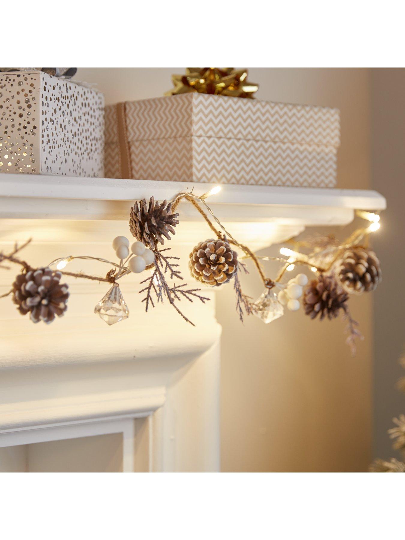 Image 1 of 4 of Very Home White Wash Cones Pre-Lit 6-Foot Christmas Garland
