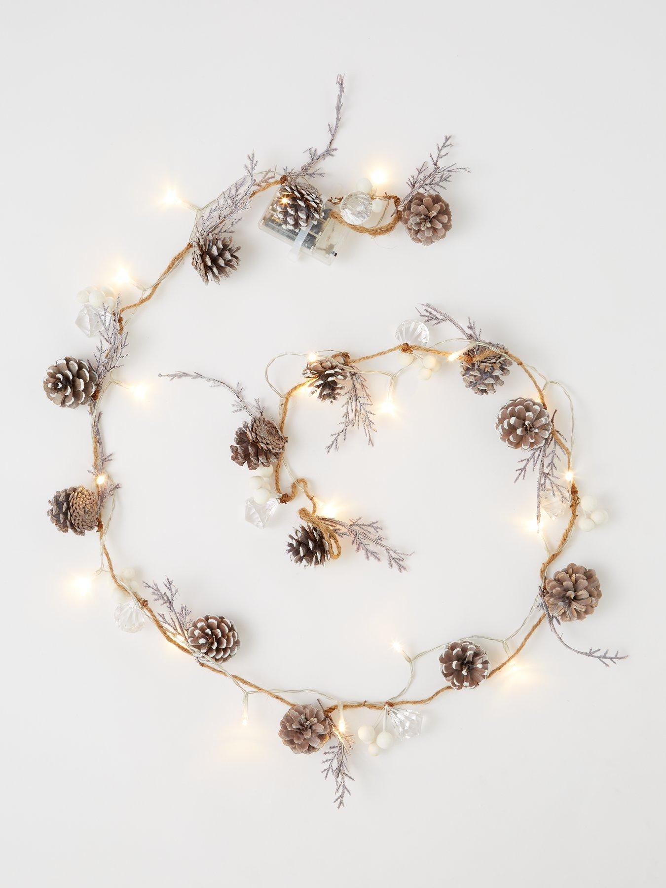 Image 3 of 4 of Very Home White Wash Cones Pre-Lit 6-Foot Christmas Garland