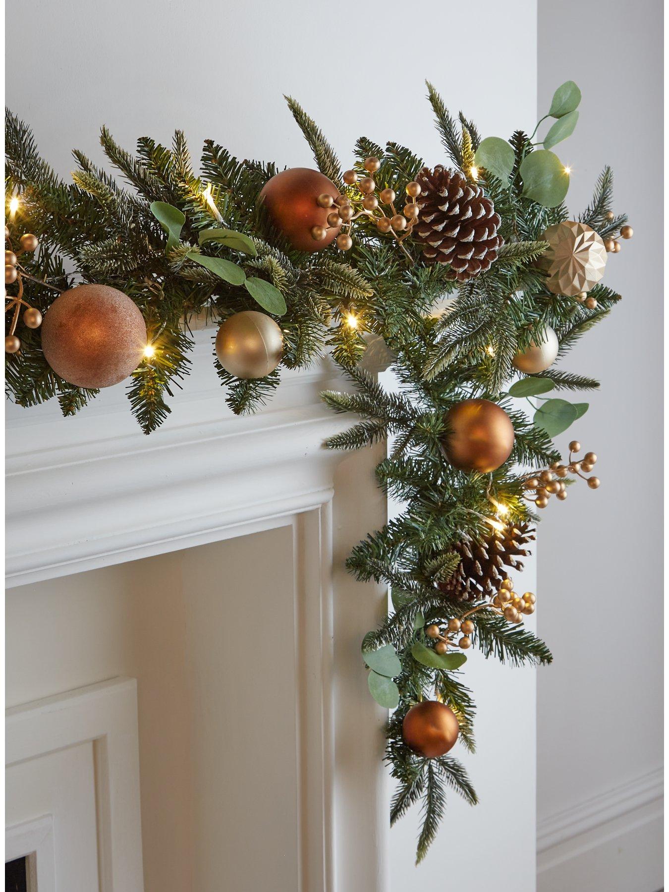 Product photograph of Very Home Pre-lit Copper And Gold Christmas Garland from very.co.uk