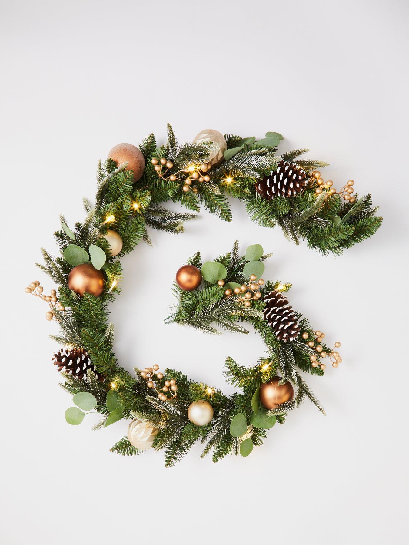 Image 2 of 4 of Very Home Copper and Gold Pre-Lit Christmas Garland- 6 Foot