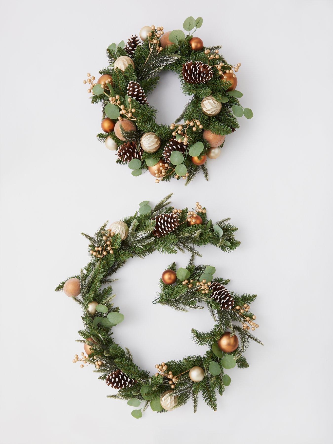 Image 4 of 4 of Very Home Copper and Gold Pre-Lit Christmas Garland- 6 Foot
