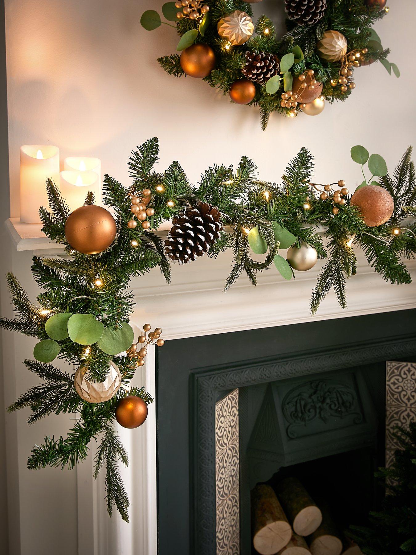 Very Home Copper and Gold PreLit Christmas Garland very.co.uk