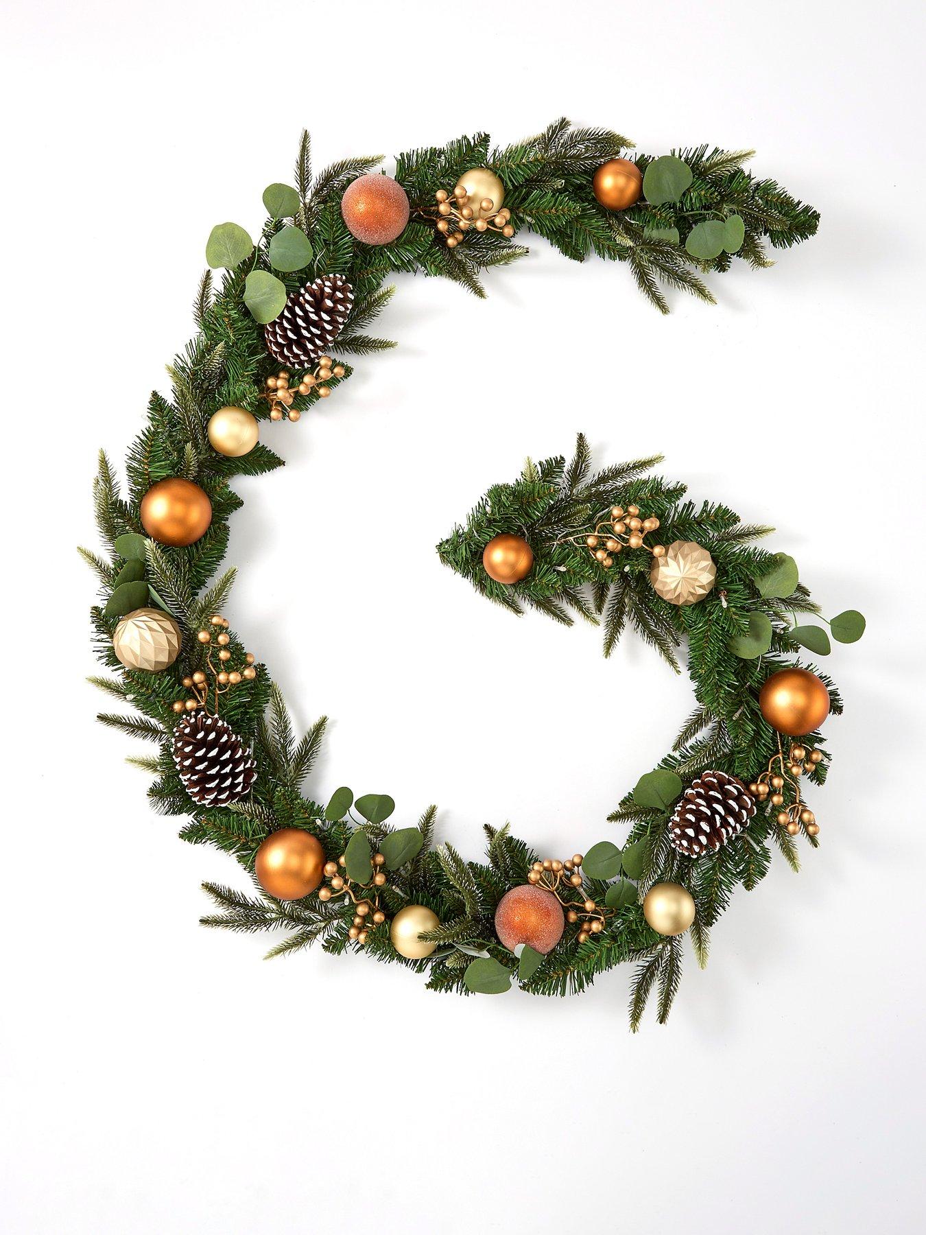 Very Home Copper and Gold PreLit Christmas Garland very.co.uk