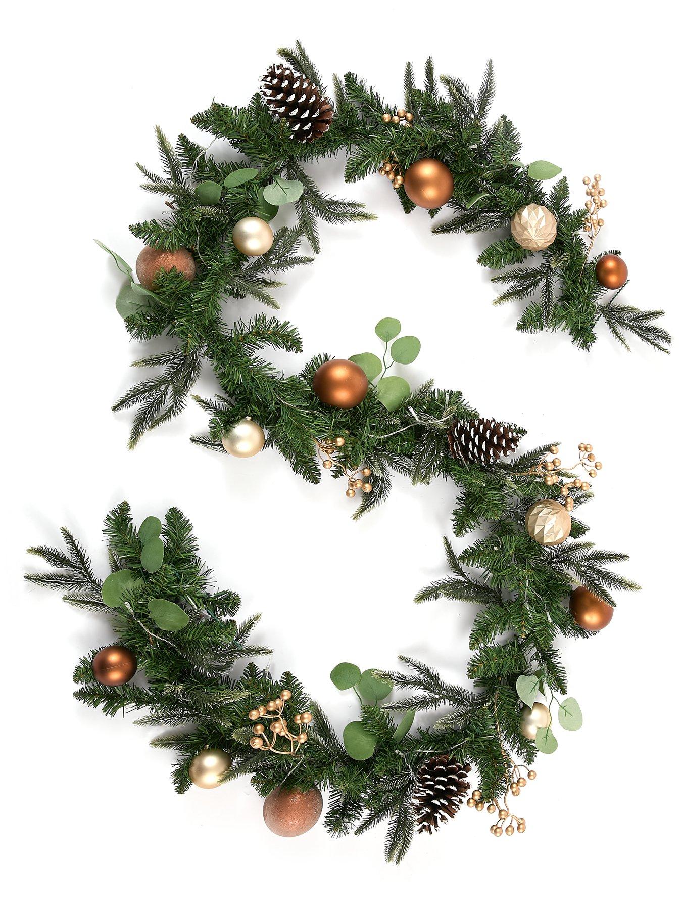 Image 2 of 5 of Very Home Copper and Gold Pre-Lit Christmas Garland- 9 Foot