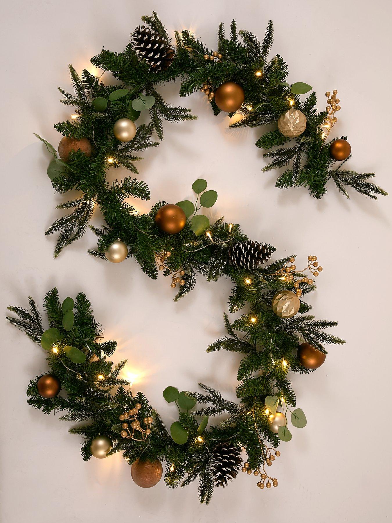 Image 3 of 5 of Very Home Copper and Gold Pre-Lit Christmas Garland- 9 Foot
