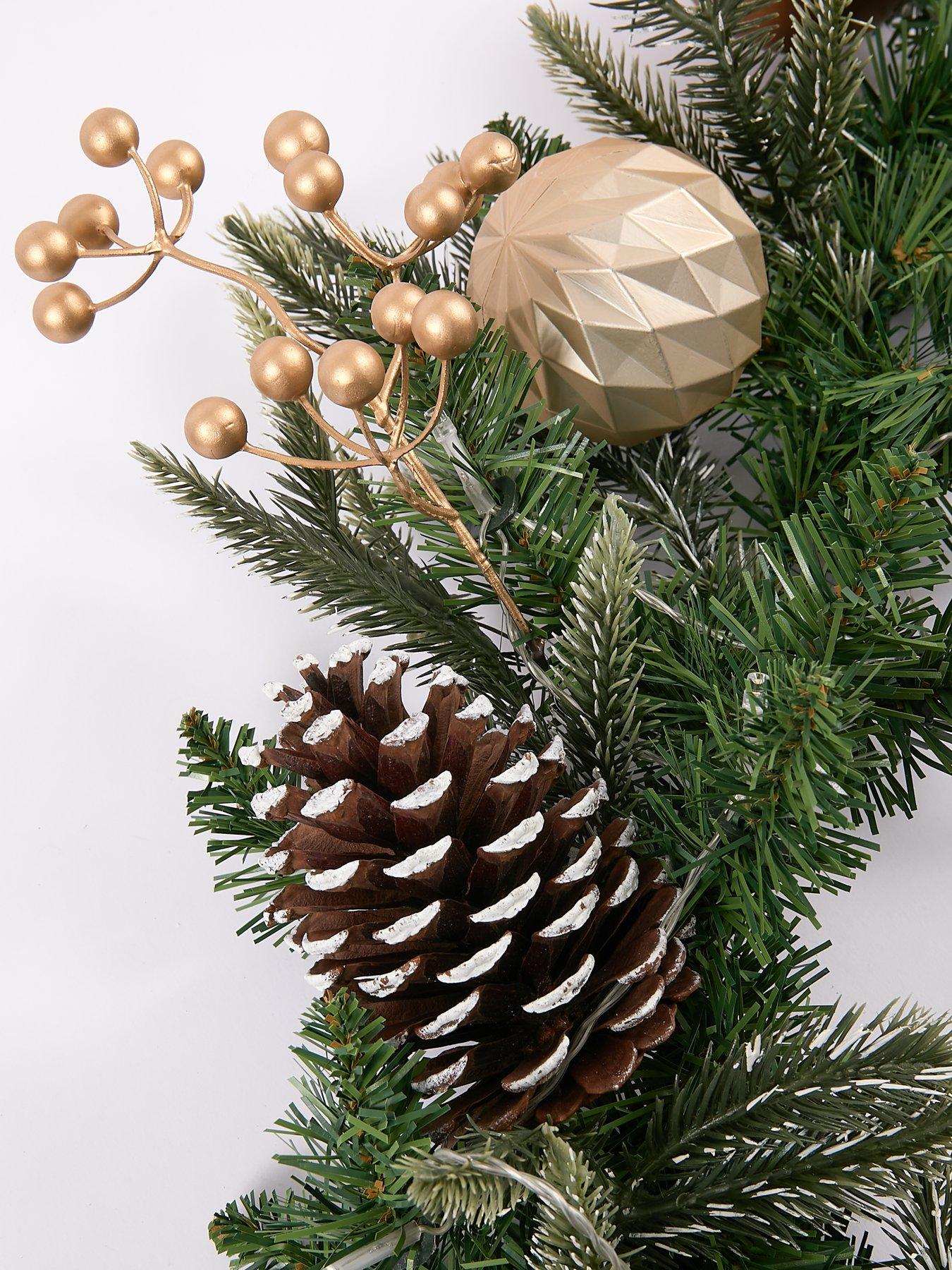 Image 4 of 5 of Very Home Copper and Gold Pre-Lit Christmas Garland- 9 Foot