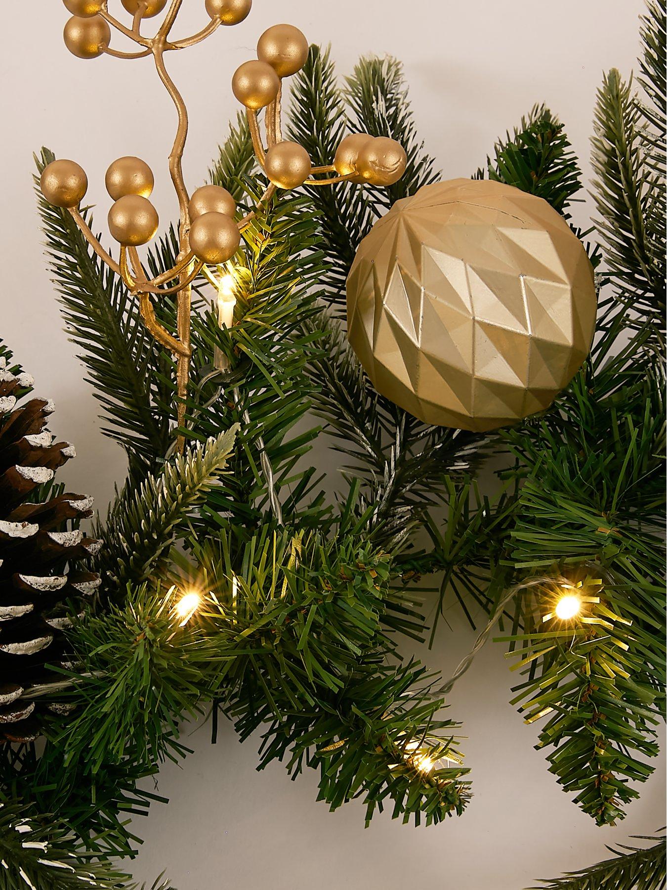 Image 5 of 5 of Very Home Copper and Gold Pre-Lit Christmas Garland- 9 Foot