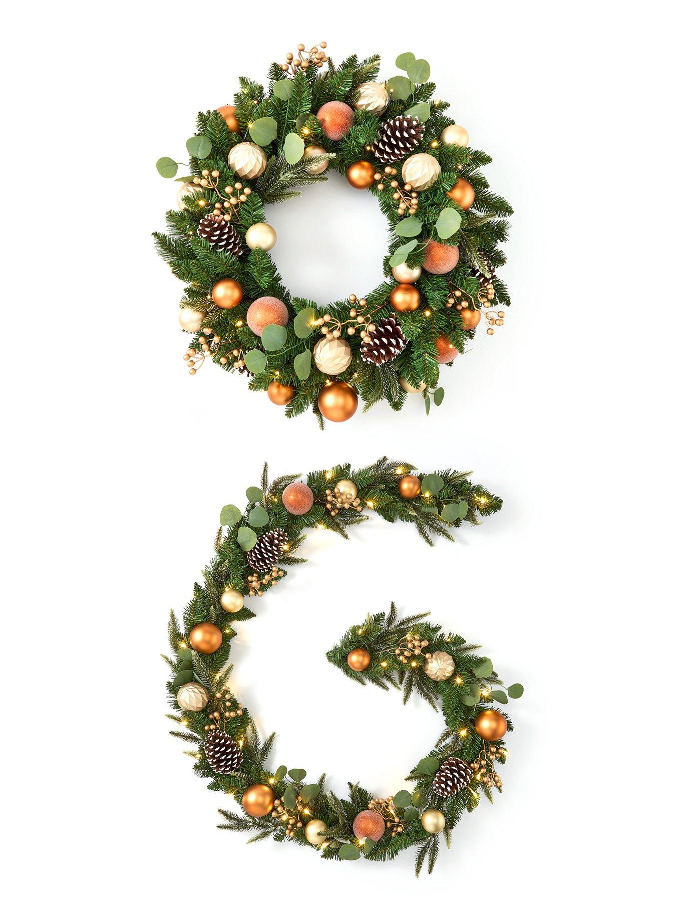 Image 5 of 5 of The Very Collection Copper and Gold Pre-Lit Christmas Garland- 9 Foot