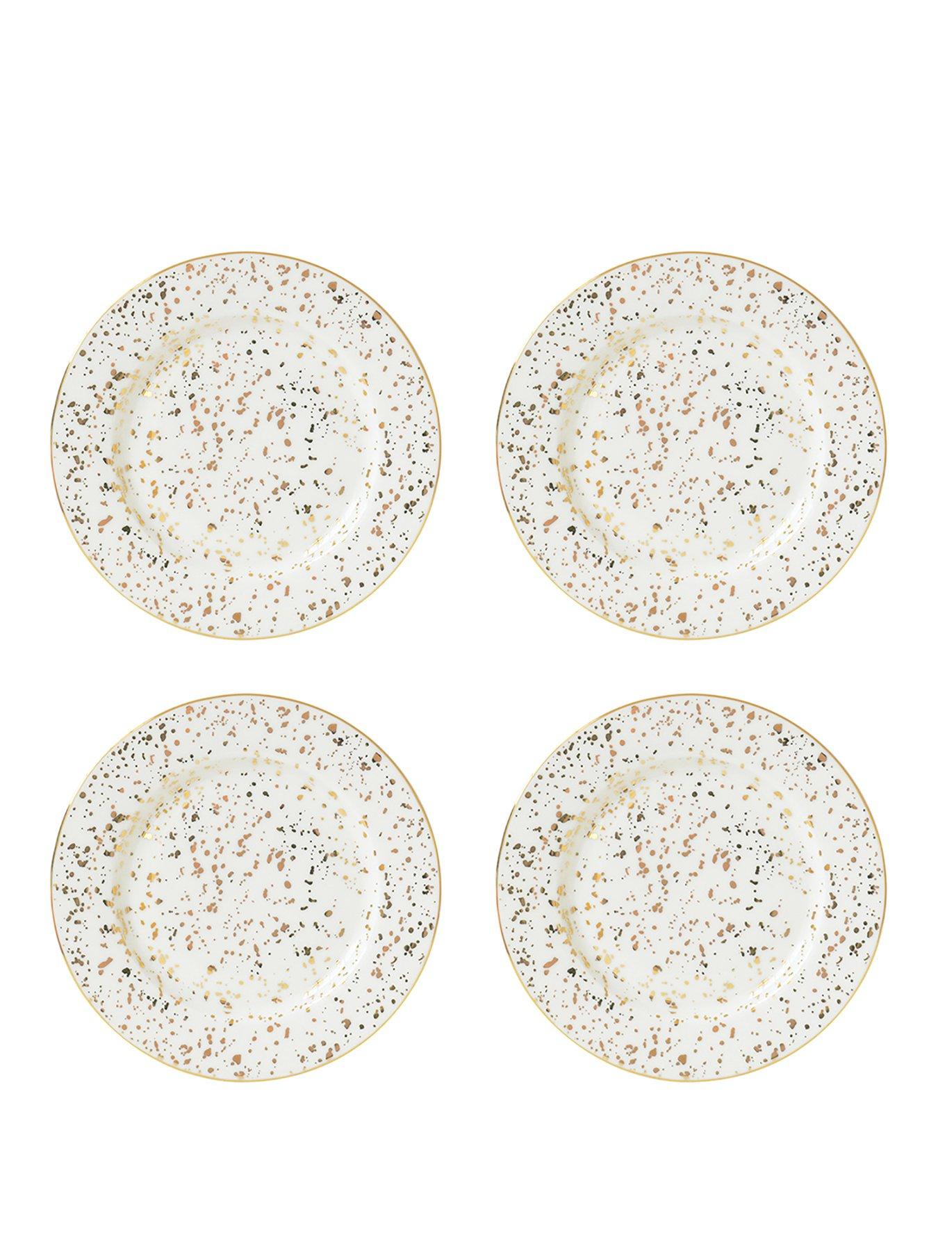 Product photograph of Bombay Duck Enchante Speckled Gold Tea Plates Ndash Set Of 4 from very.co.uk
