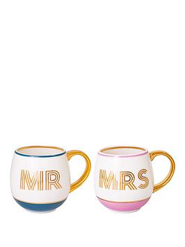 Product photograph of Bombay Duck Mr Mrs Set Of 2 Mugs from very.co.uk