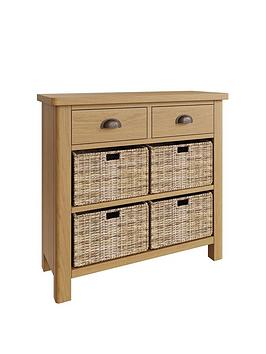 Product photograph of K-interiors Shelton Ready Assembled Solid Wood 2 Drawer 4 Basket Sideboard from very.co.uk