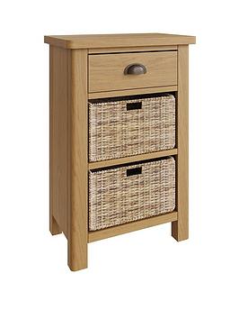 Product photograph of K-interiors Shelton Ready Assembled Solid Wood 1 Drawer 2 Basket Sideboard from very.co.uk
