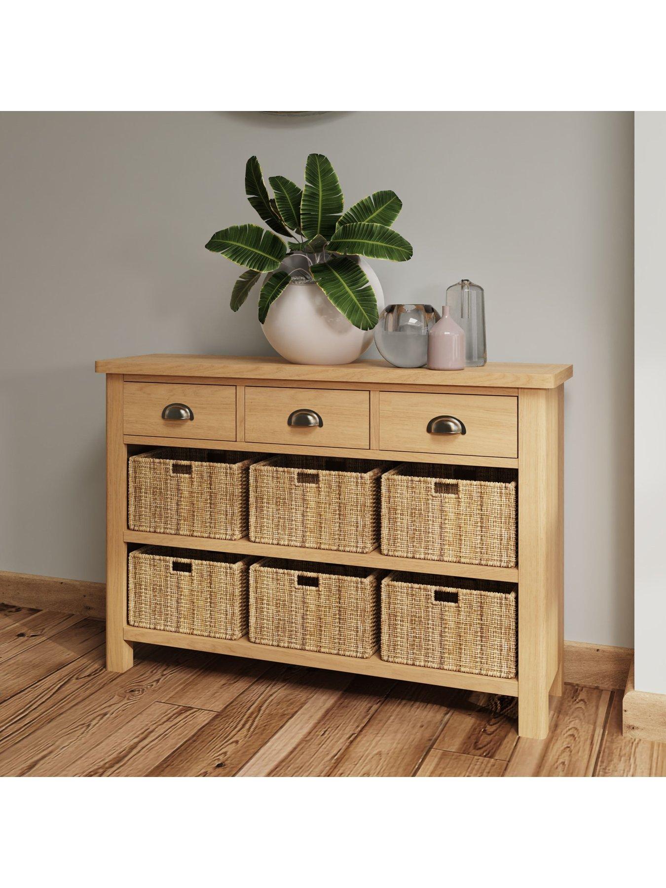 Sideboard with wicker deals baskets