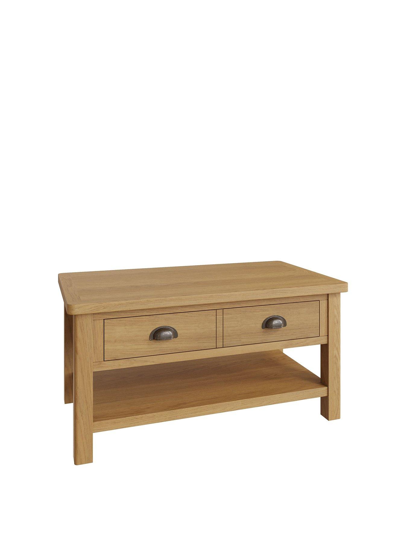Product photograph of K-interiors Shelton Part Assembled Solid Wood Large Coffee Table from very.co.uk