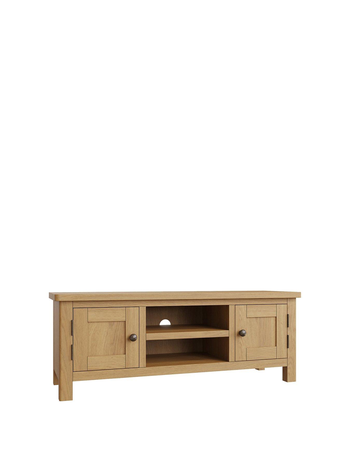 Product photograph of K-interiors Shelton Ready Assembled Solid Wood Large Tv Unit - Fits Up To 55 Inch Tv from very.co.uk