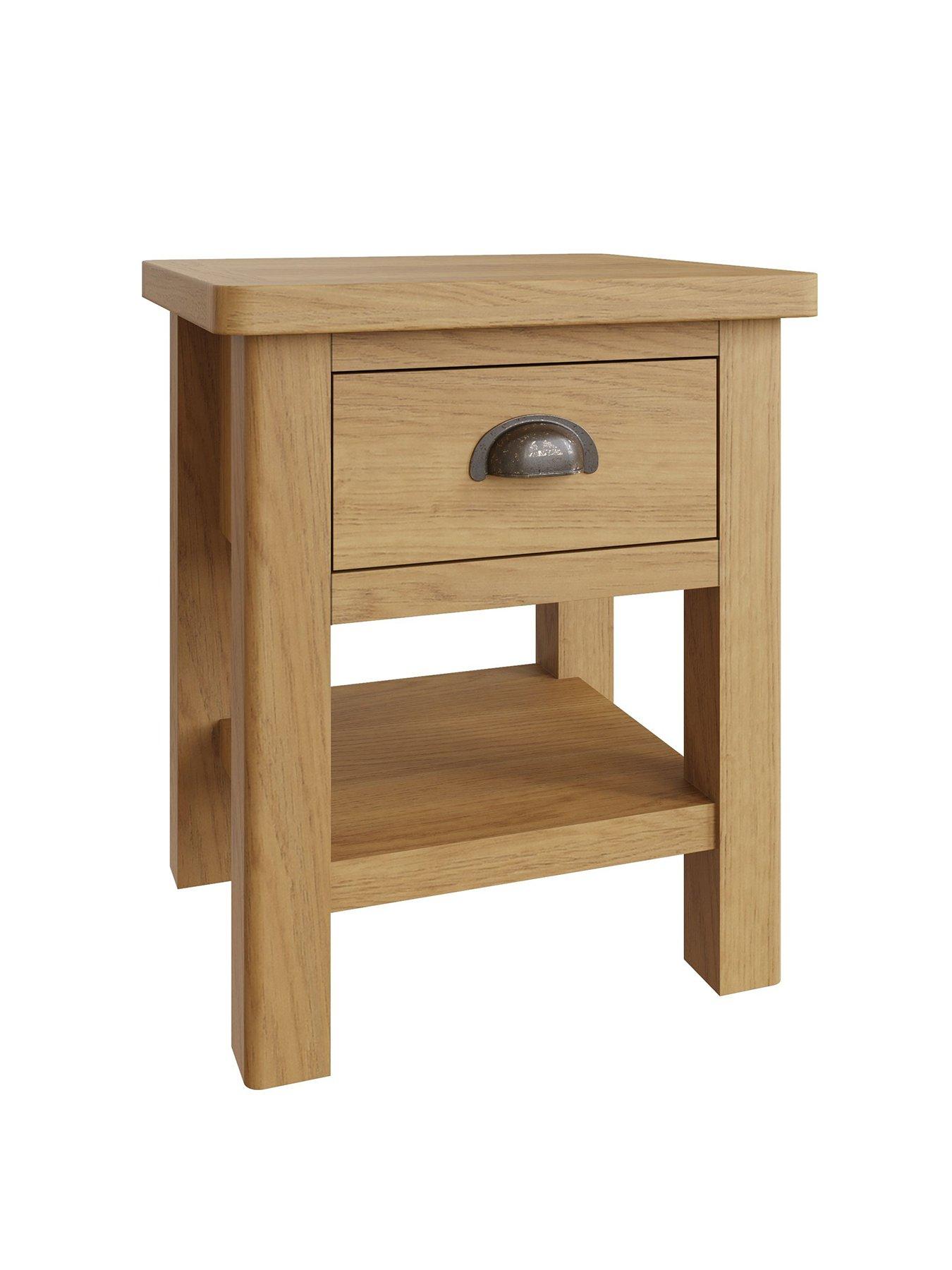 K-Interiors Shelton Ready Assembled Solid Wood 1 Drawer Lamp Table